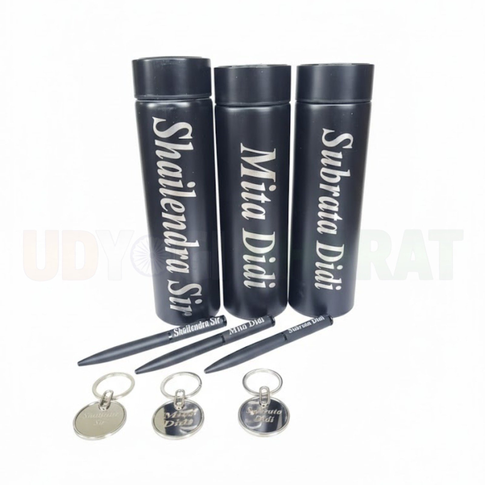 Name Printed Temperature Display Bottle 500 ml Steel Flask (Pack of 1, Black)