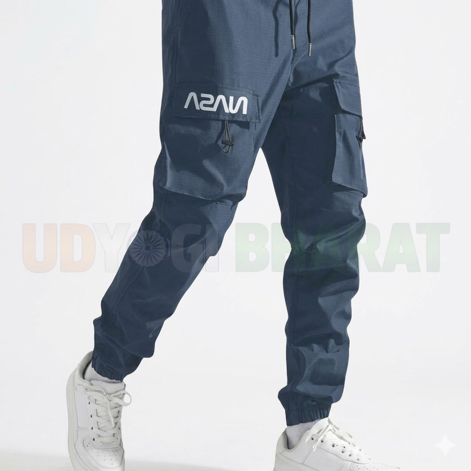 Men Slim Fit Blue Lycra Blend Trousers
