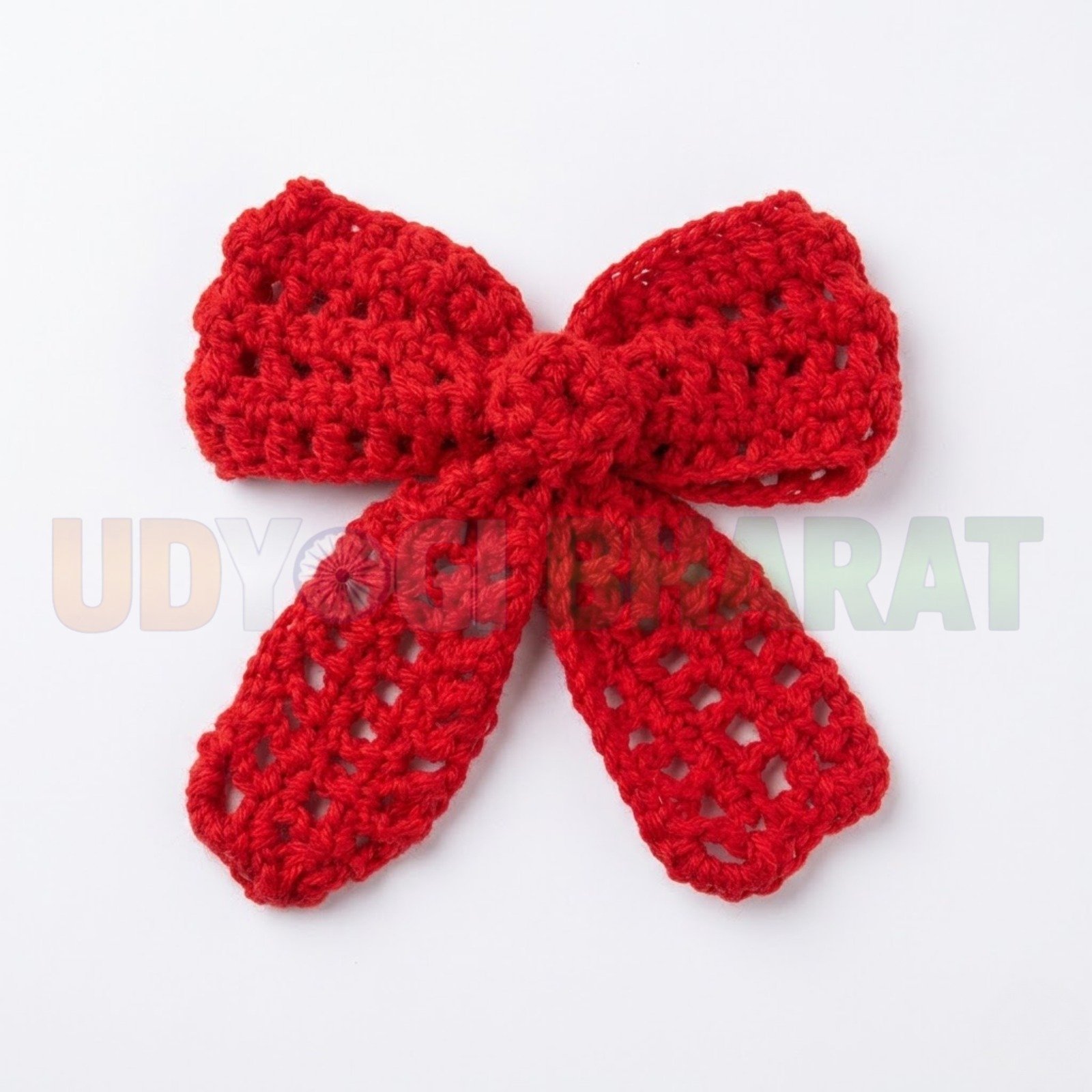 Crochet bow for hair with alligator clip