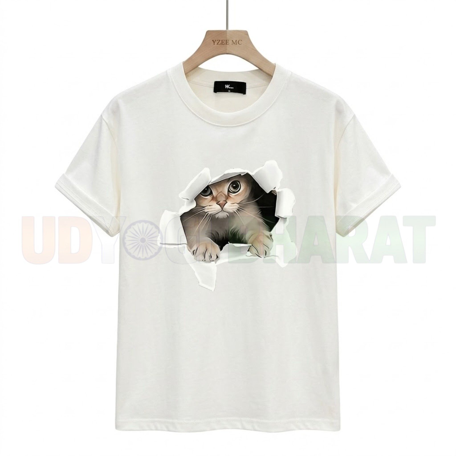Cute Peek-a-Boo Kitten Graphic T-Shirt