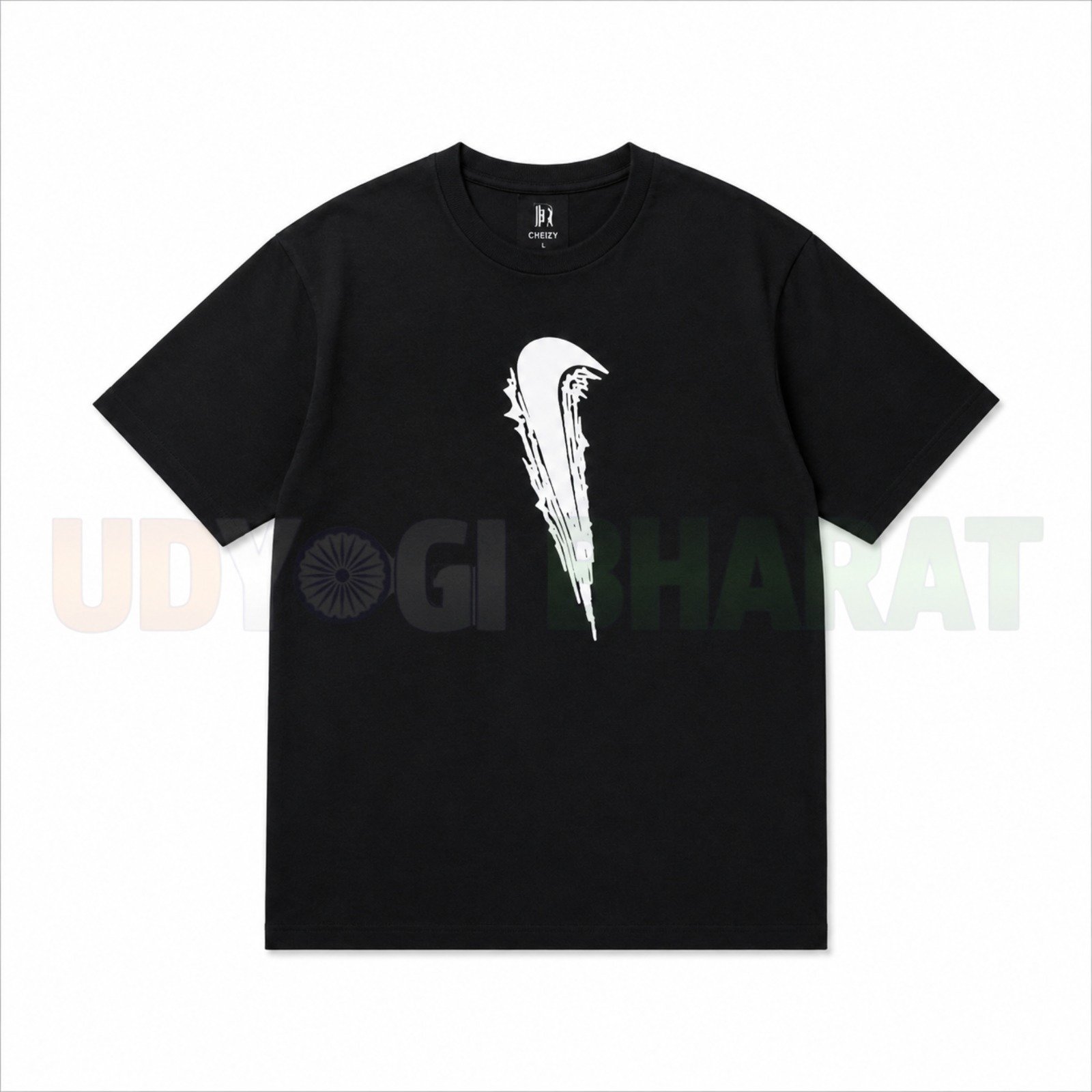 Minimalist Brushstroke Graphic T-Shirt – Black