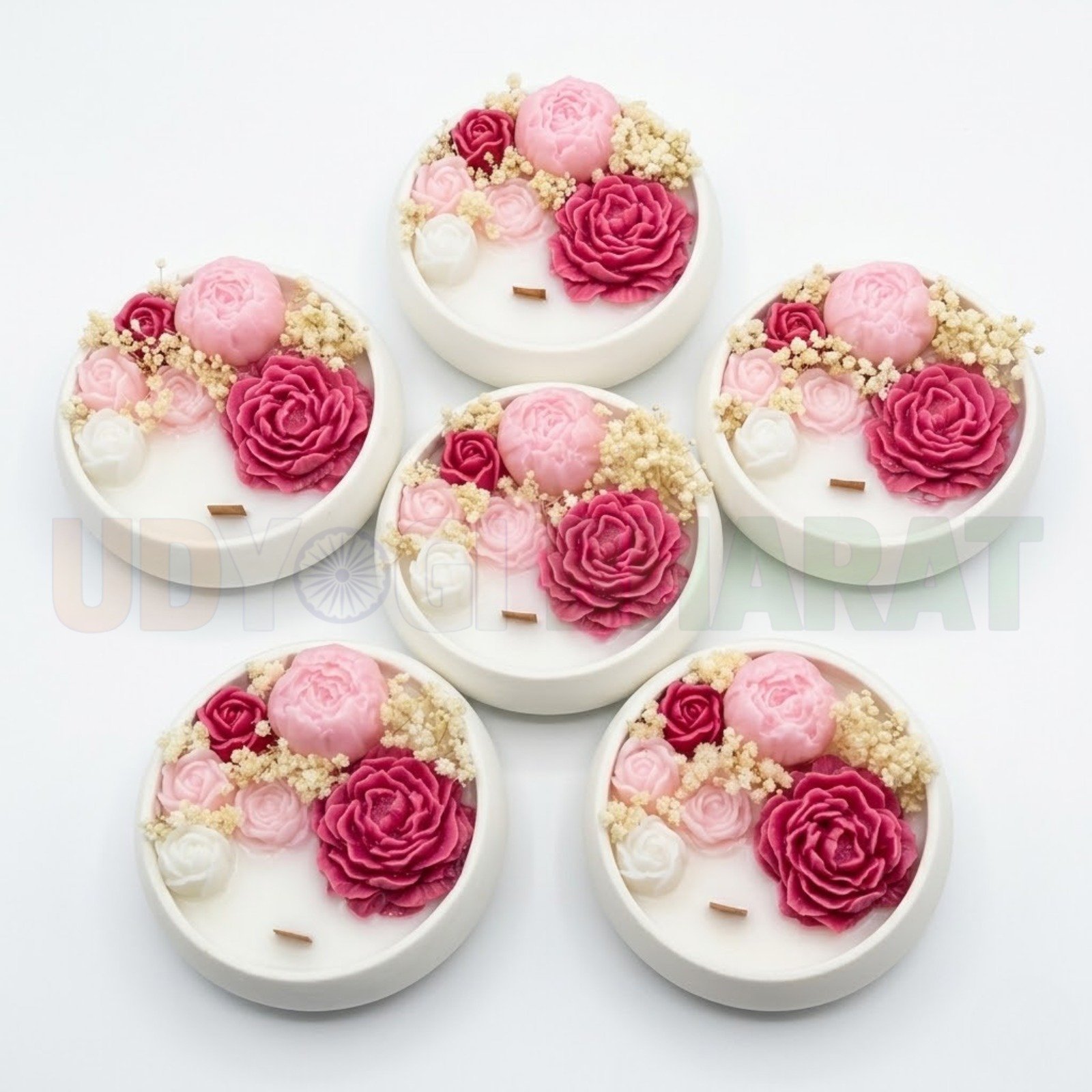 Handcrafted Floral Rose Scented Soy Candle – Decorative Gift Collection