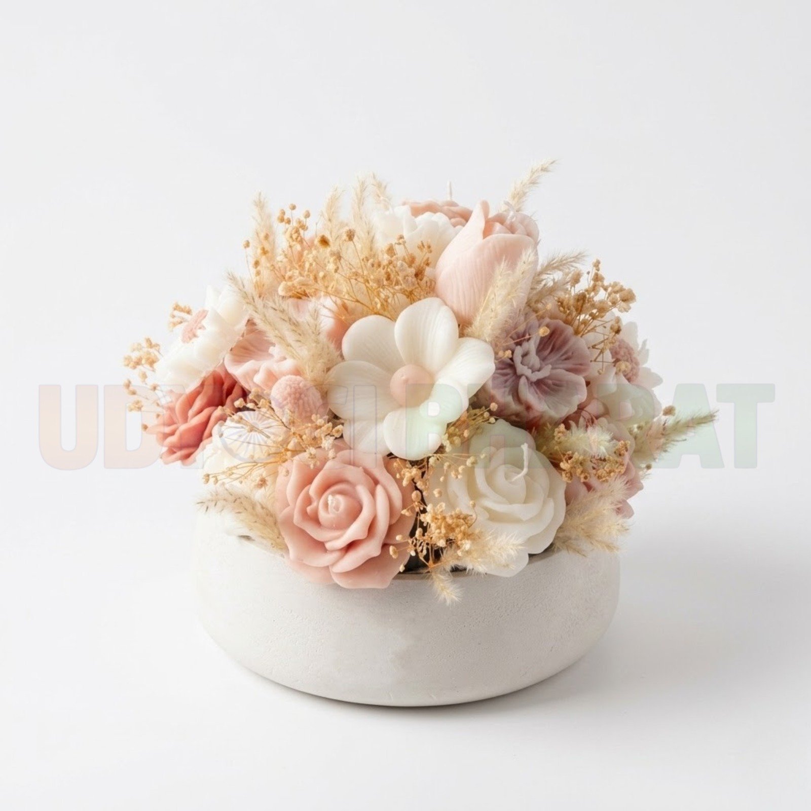 Luxury Floral Decorative Soy Candle Bowl – Pastel Bloom Collection