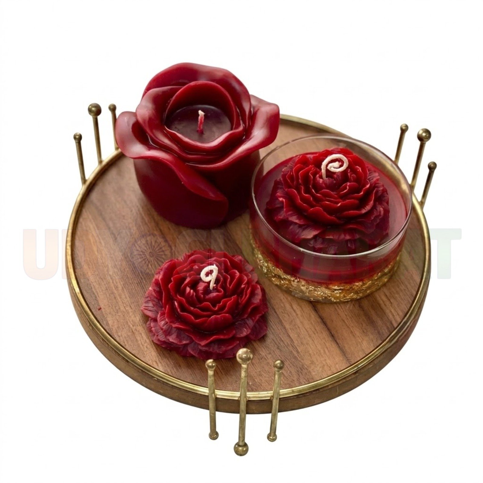 Premium Rose Collection Decorative Candle Gift Set – Crimson Elegance