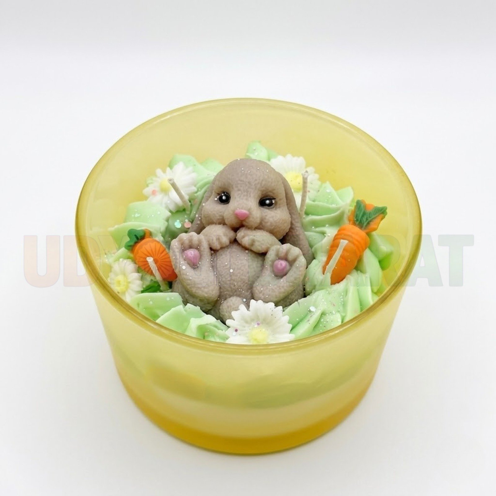 Cute Bunny Garden Dessert Candle in Glass Jar