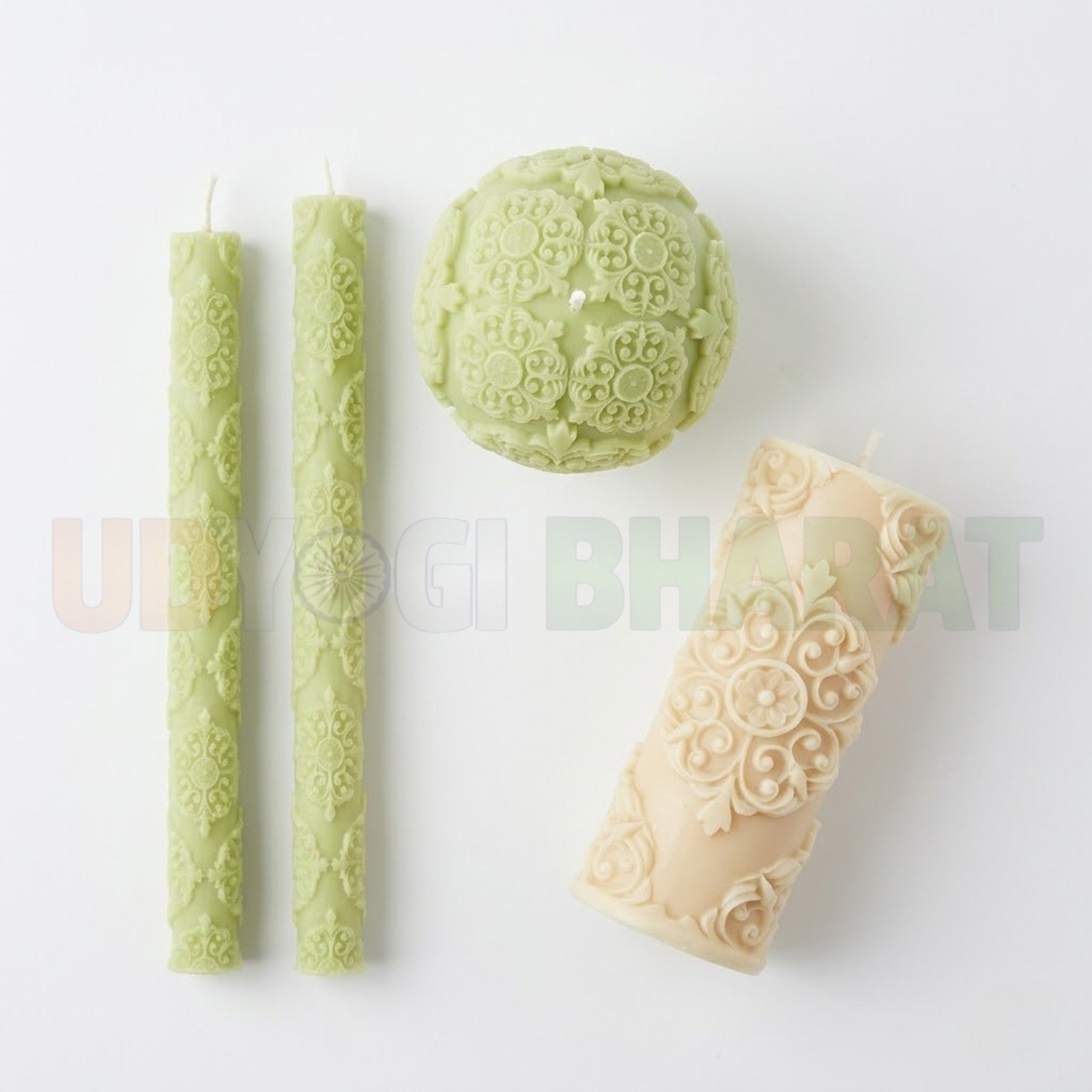 Elegant Embossed Floral Candle Gift Set